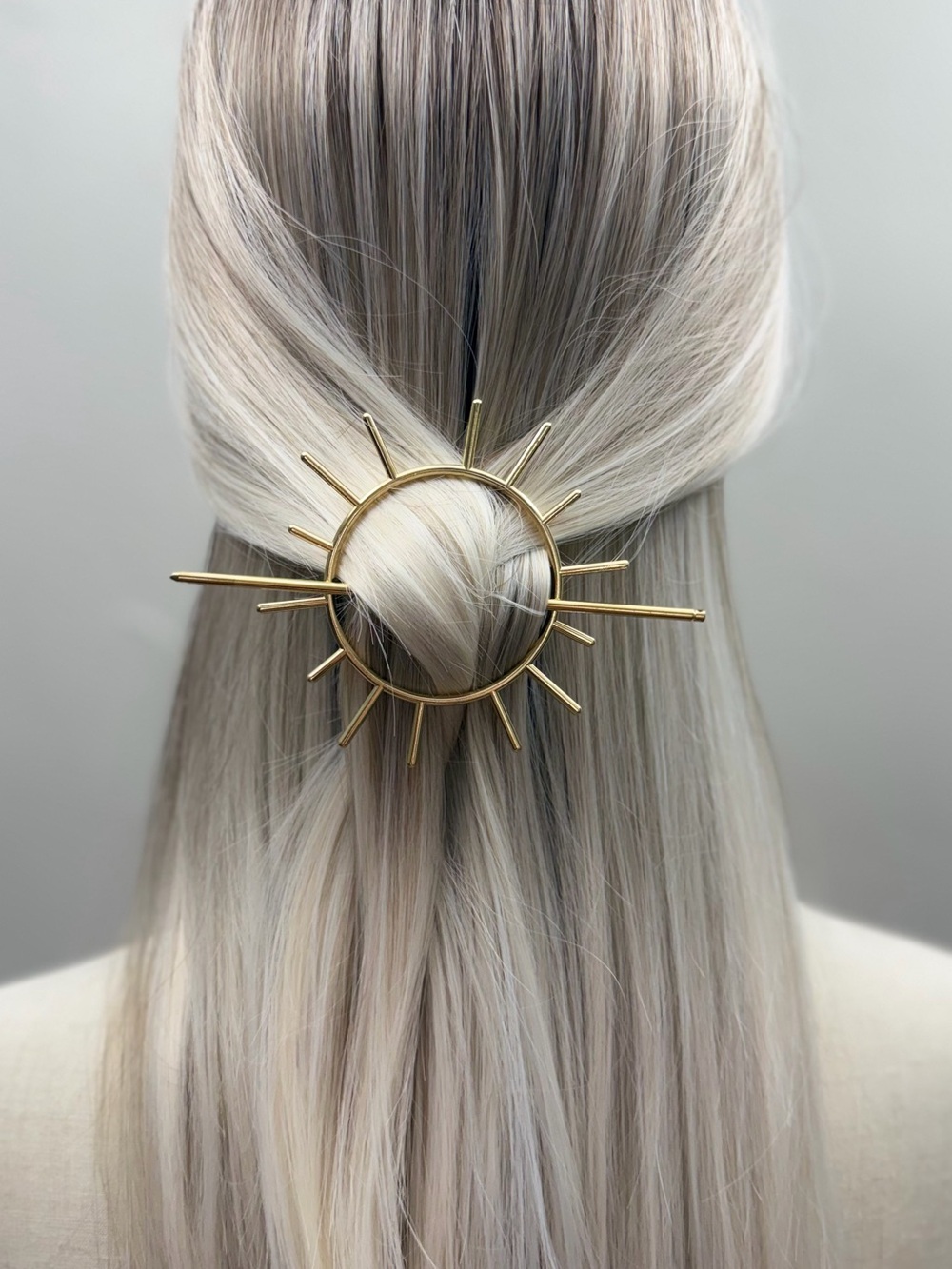 Gold Sunburst Hair Pin Geometric Circle Hair Stick Minimalist Hair Accessory